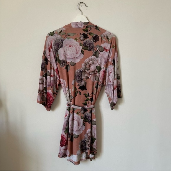 Flora Nikrooz Floral Knit Robe In Dusty Pink Size M - Picture 6 of 9